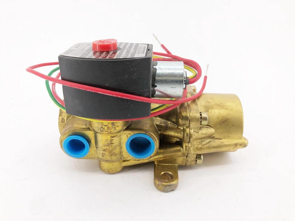 New Asco EF8344G72 110/120V Solenoid Valve Brass 4-Way 3/8" NPT