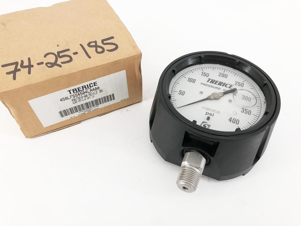 New Trerice 450LFSS4504LA400 Process Gauge 450LFSS 0-400psi 4.5" 1/2" LM