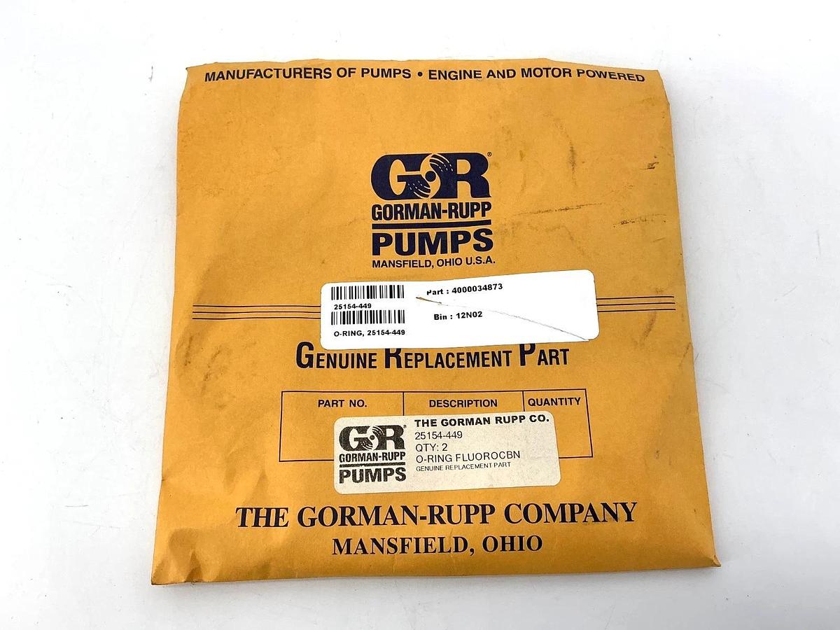 Bag of 2 New Gorman-Rupp Pumps 25154-449 O-Rings Fluorocarbon 25154449