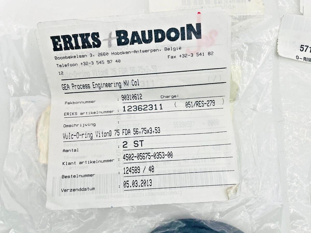 Lot of 13 New Eriks + Baudoin Viton O-Rings 12362389 12362311 12362316 12362424