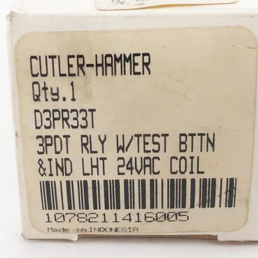 New Cutler Hammer D3PR33T Relay 3PDT 24VAC w/ Test Button