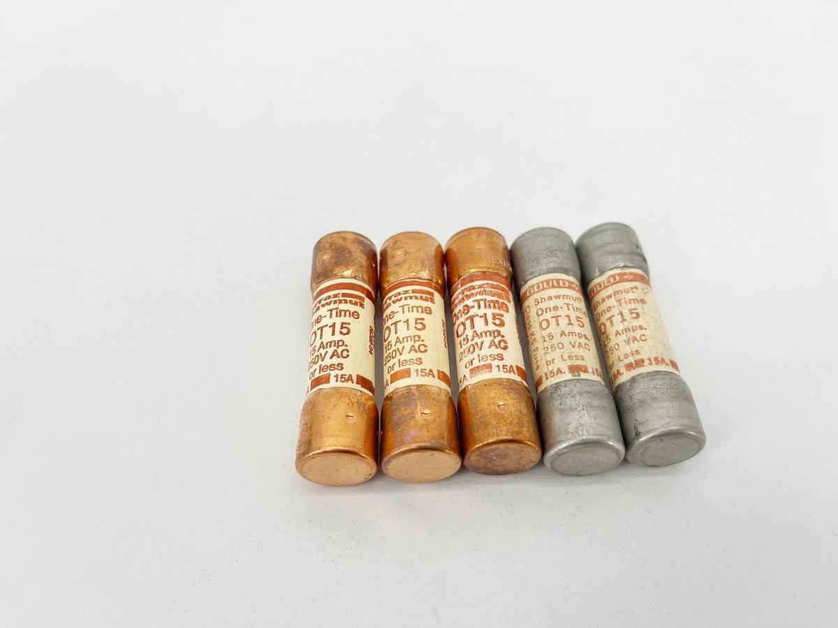 Lot of 5 New Shawmut OT15 Class K5 One-Time Fuses 15A 250V