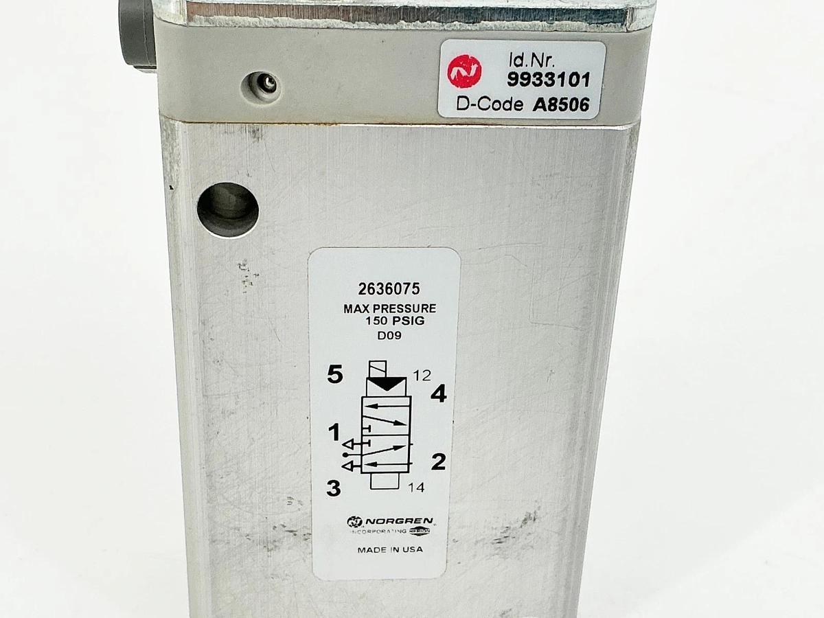 New Norgren 2636075 Solenoid Valve 150PSIG 9933101 W/O Coil - No Box