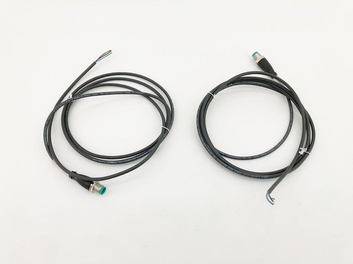 Lot of 2 New Pepperl + Fuchs V1S-G-BK2M-PUR-U Cordsets M12 Female Straight 4-Pin