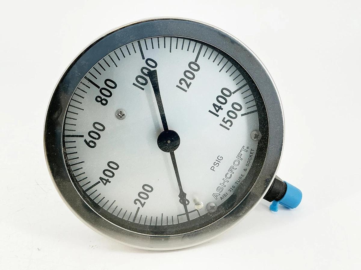 New Ashcroft 45-1009S-02L-0-1500 Pressure Gauge 0-1500PSI 4.5" Face 1/4" NPT