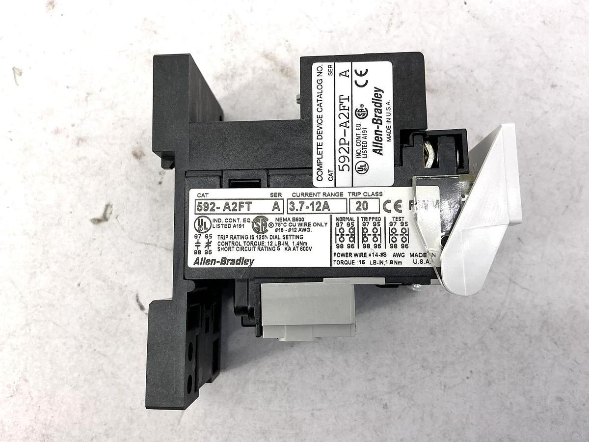 New Allen Bradley 592P-A2FT Ser A Panel Mount Overload Relay Class 20 3.7-12A