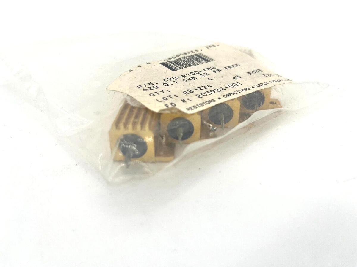 Lot of 4 New RCD Components 620-R100-FBW Wirewound Resistors 0.1Ohms