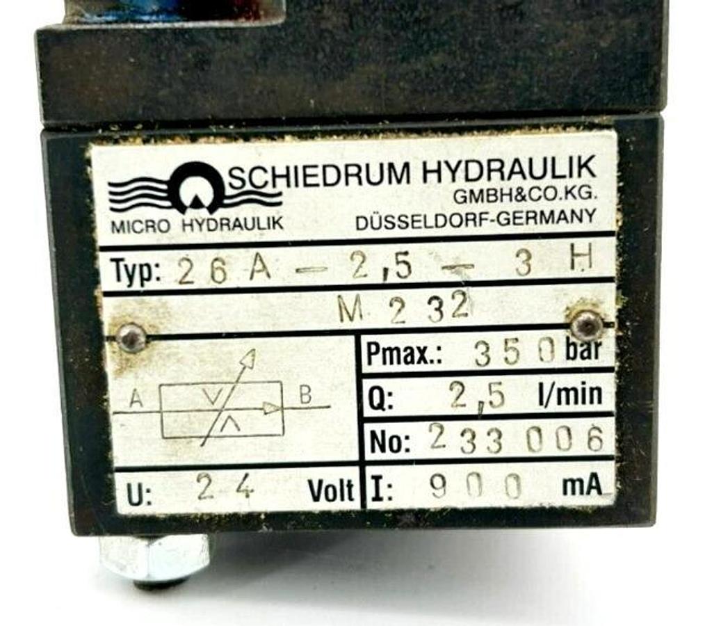 Used Schiedrum Hydraulik 26A-2,5-3H Valve Manifold, 350 bar