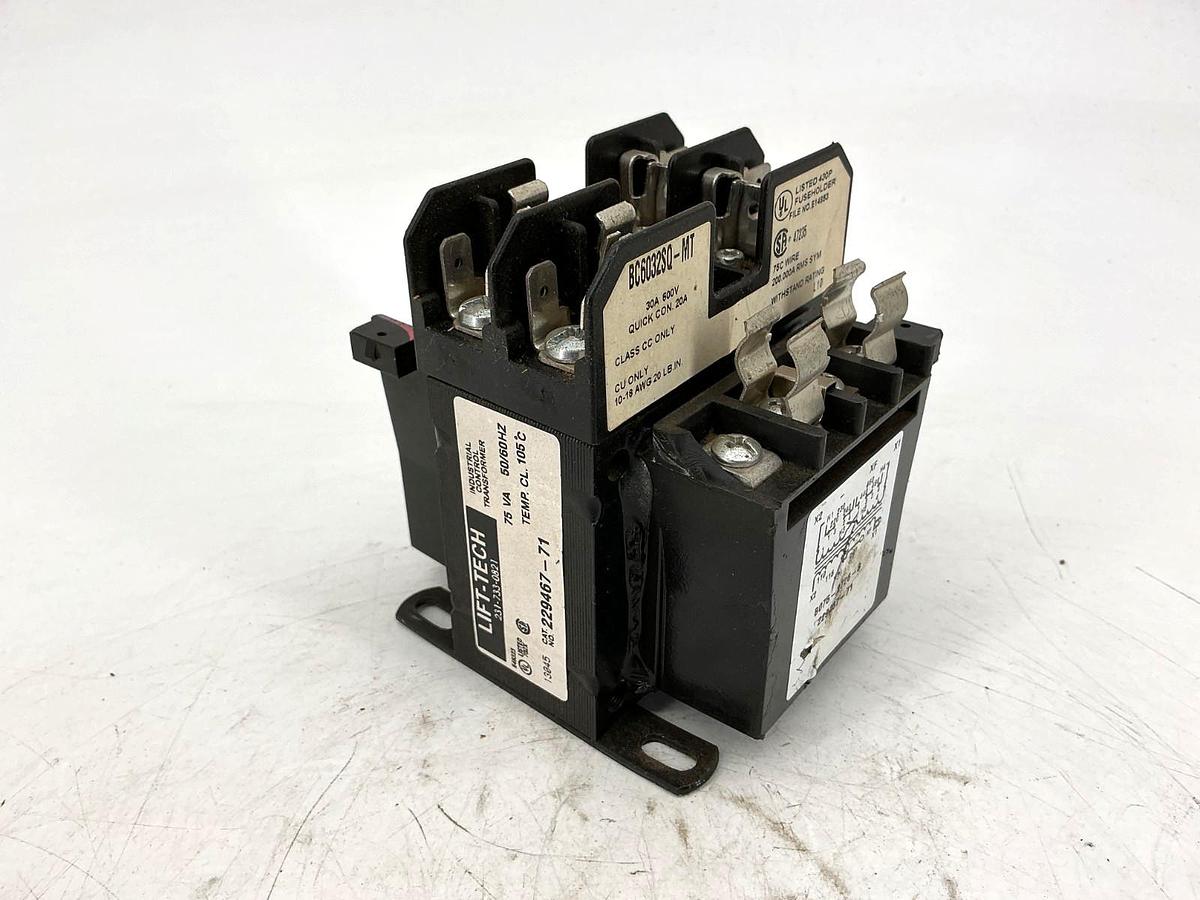 Used Lift-Tech 229467-71 Industrial Control Transformer 75VA Power 600V 50/60HZ