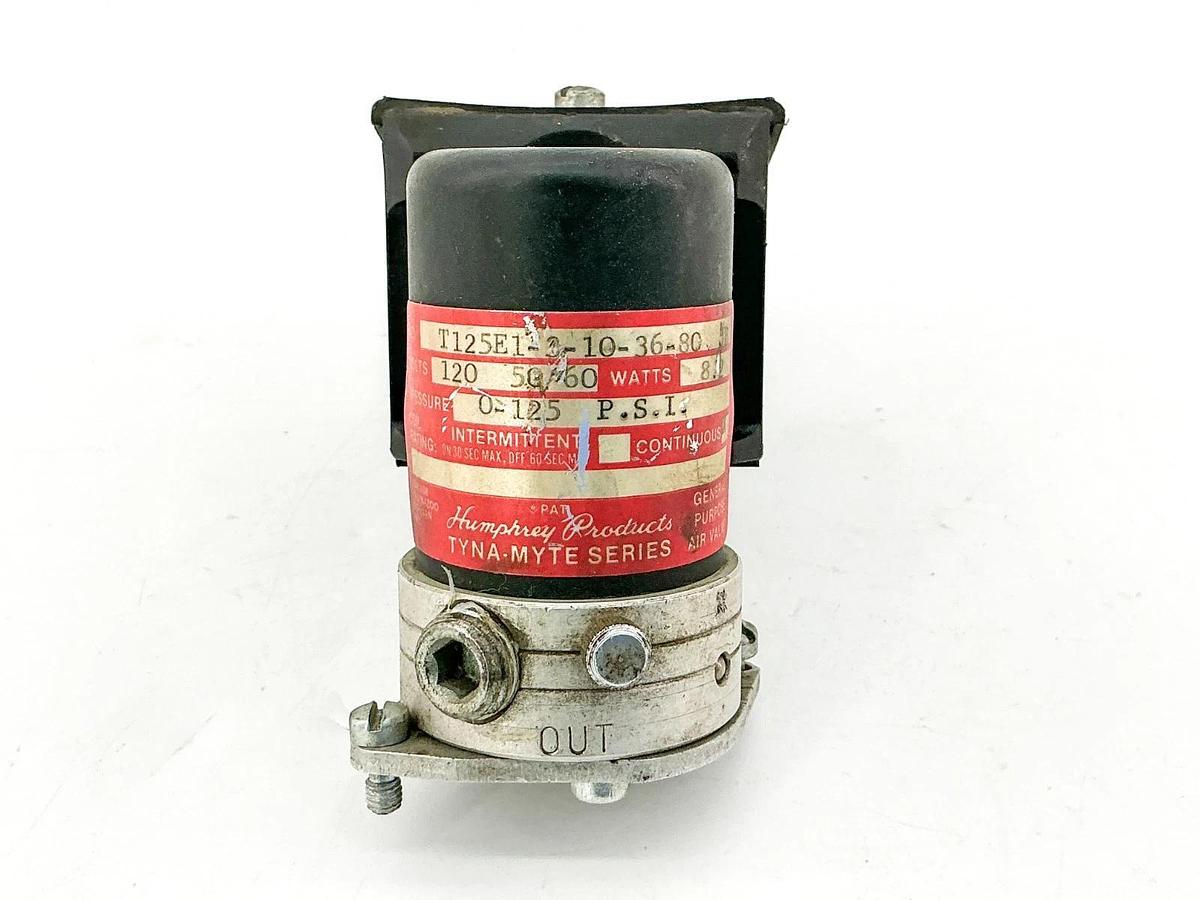 Used Humphrey T125E1-3-10-36-80 Solenoid Valve 120V 8.2 0-125V