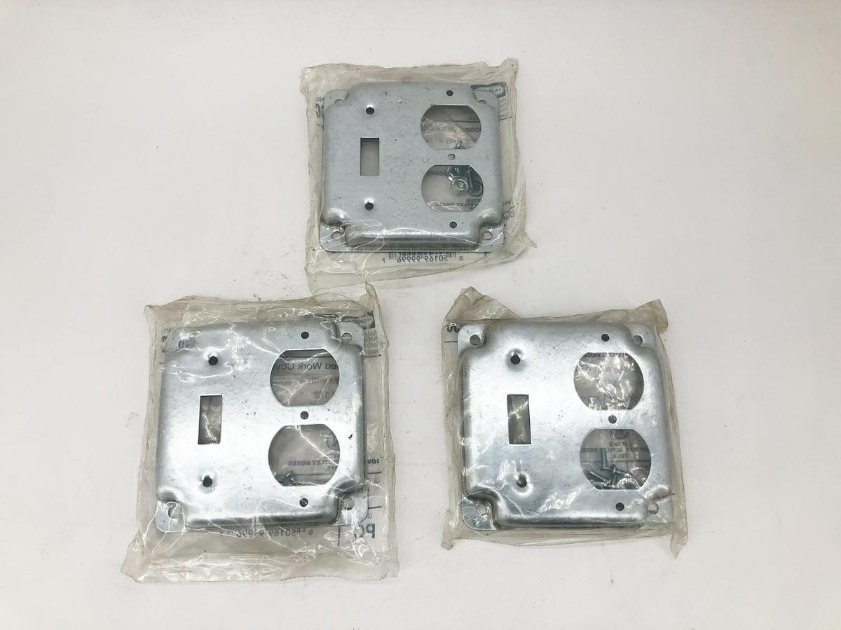 Lot of 3 New Hubbell Raco 906C 4" Covers For One Toggle & One Duplex Receptacle