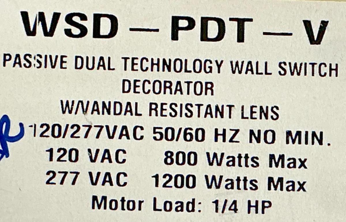 New Sensor Switch WSD-PDT-V-I Wall Switch Decorator Sensor Ivory Dual Tech 277V