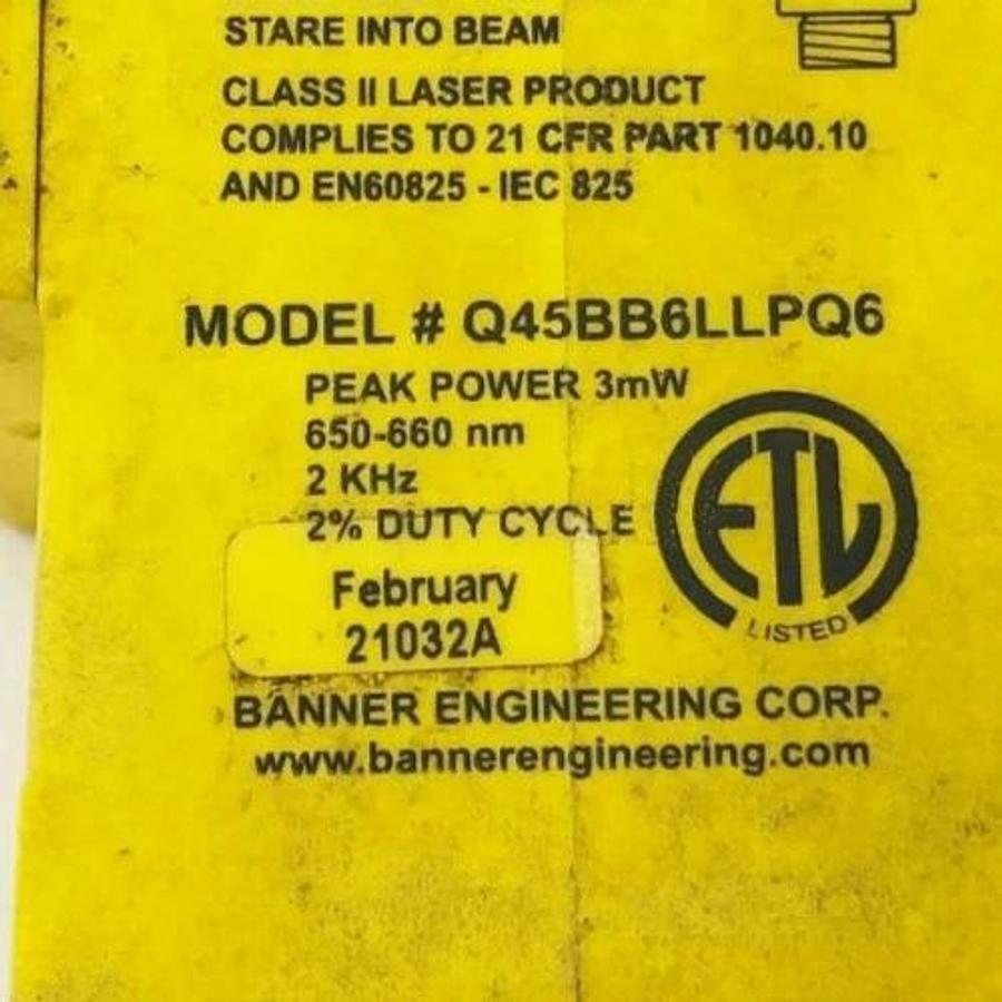 Used Banner Engineering Q45BB6LLPQ6 Retroreflective Sensor 10-30VDC