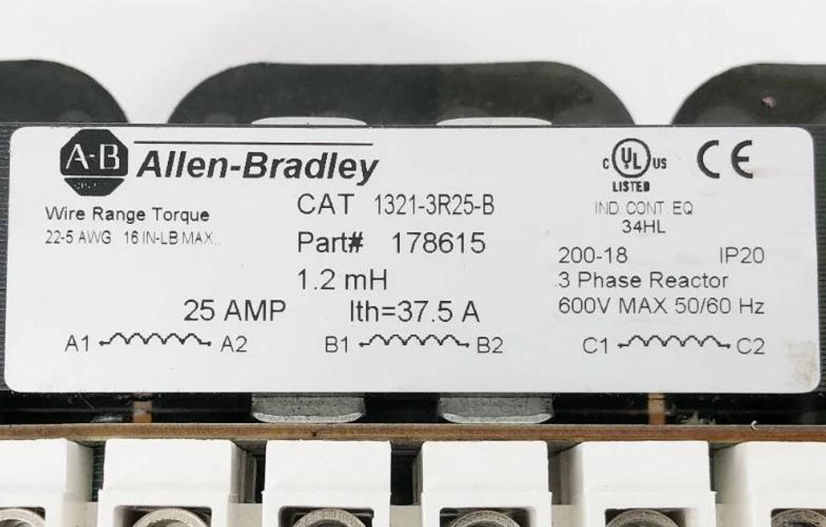 New Allen Bradley 1321-3R25-B 3-Phase Line Reactor 25A 600V 178615 - No Box