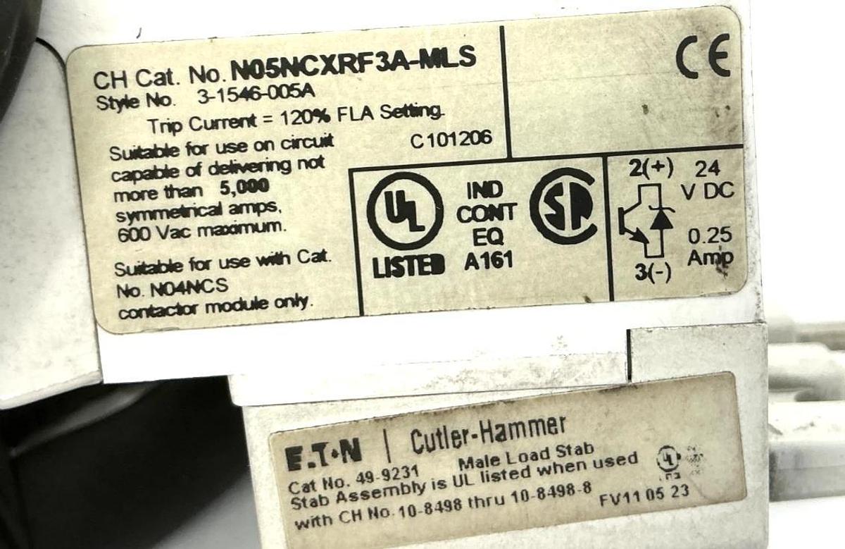 Used Eaton Cutler-Hammer N101CS1D3A-MLS Starter 3P 27A N04NCS1X3N N05NCXRF3A-MLS