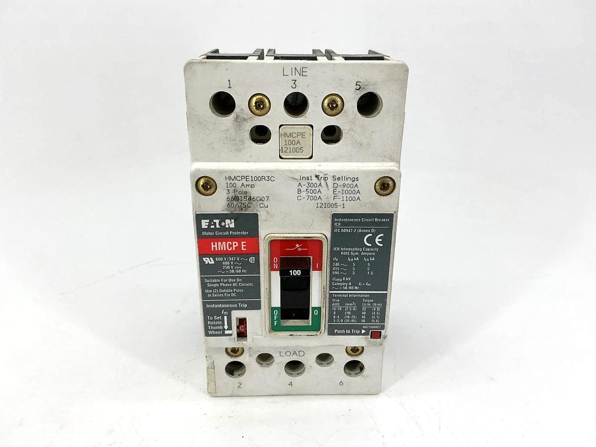 Used Eaton HMCPE100R3C Motor Circuit Protector / Breaker 3P 100A 480VAC 50/60HZ