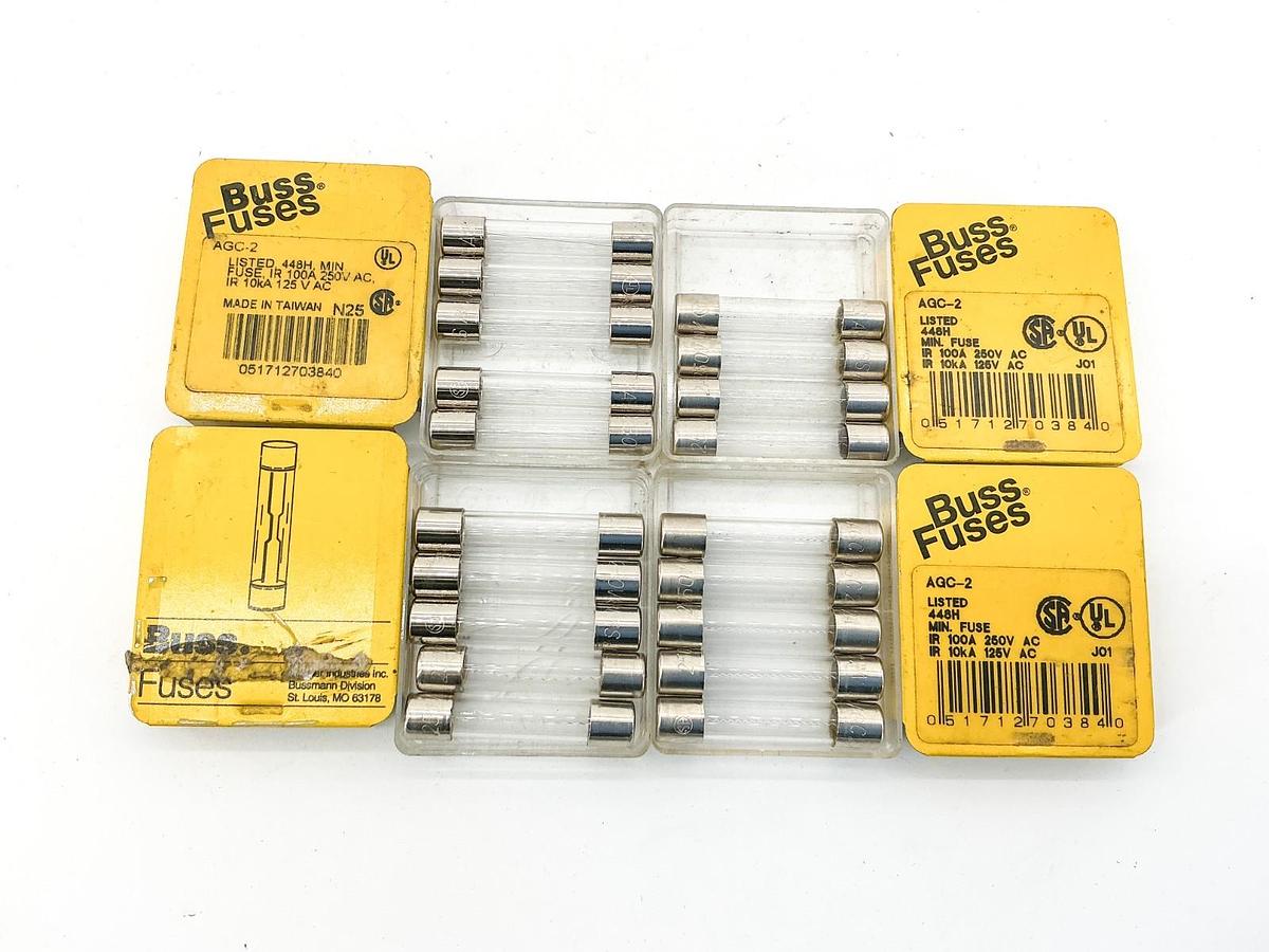 New Lot of 19 Bussmann AGC-2 Glass Fuse 2A 250V