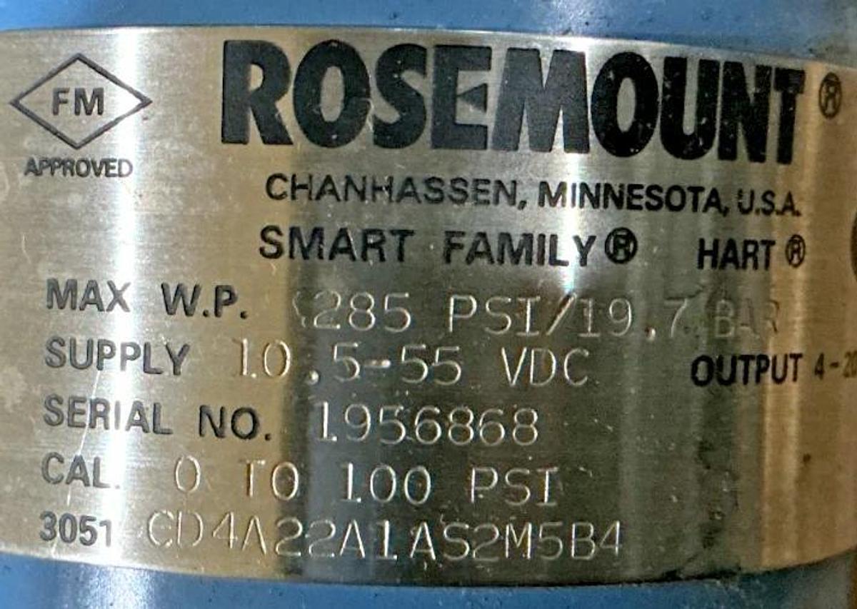 New Rosemount 3051CD4A22A1AS2M5B4 Pressure Transmitter 285PSI 10.5-55VDC
