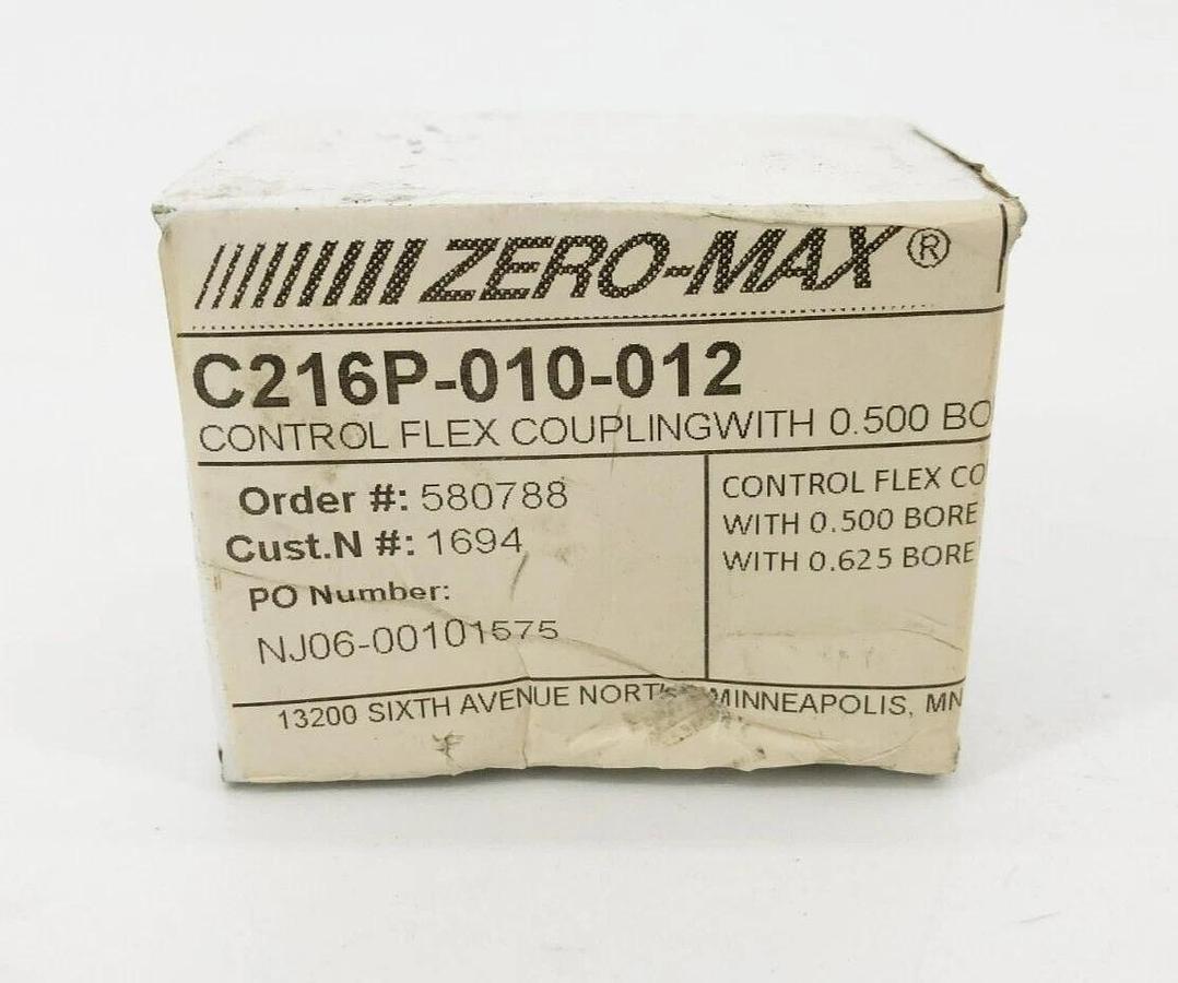 New Zero-Max C216P-010-012 Control Flex Coupling 1/2" Bore