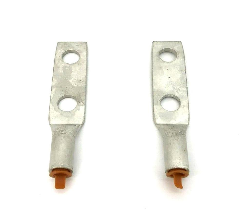Lot of 2 New Burndy YA25A7 Aluminum Compression Lugs, 1/0 AWG, 1/2" Stud. 2 Hole