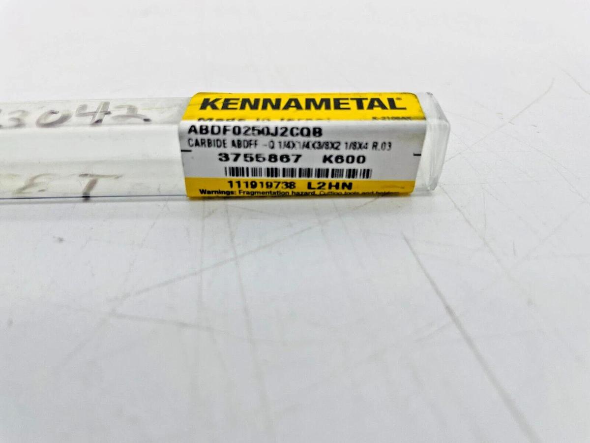 New Kennametal ABDF0250J2CQB Solid Carbide End Mill 1/4x1/4x3/8x2-1/8x4 R.03
