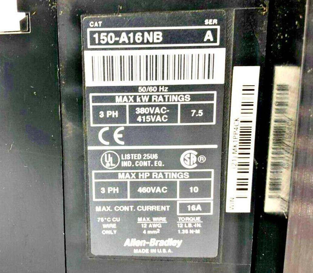 New Allen Bradley 150-A16NB Ser. A Motor Controller SMC-2 10HP 16A 380-460VAC