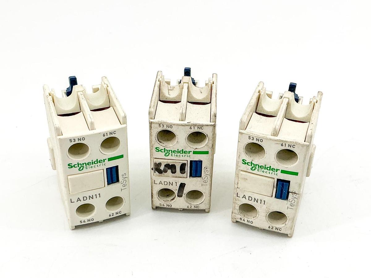 Used Lot of 3 Schneider Electric LADN11Auxiliary Contact Block 690V 10A