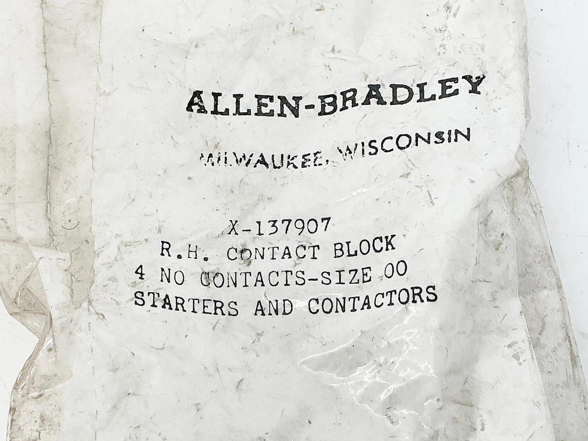 New Lot of 2 Allen Bradley X-137907 R.H Contact Block 4 NO Contactors Size 00