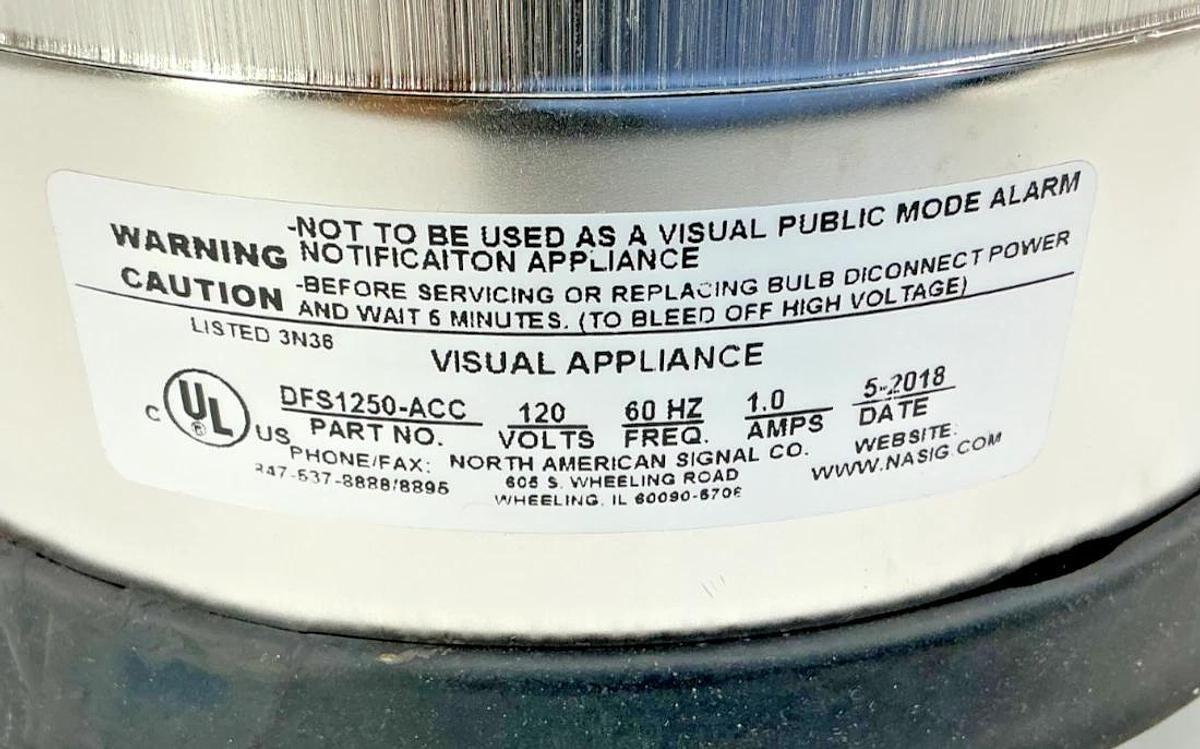 New North American Signals DFS1250-ACC Strobe Light Appliance Clear 1A 120V 60HZ