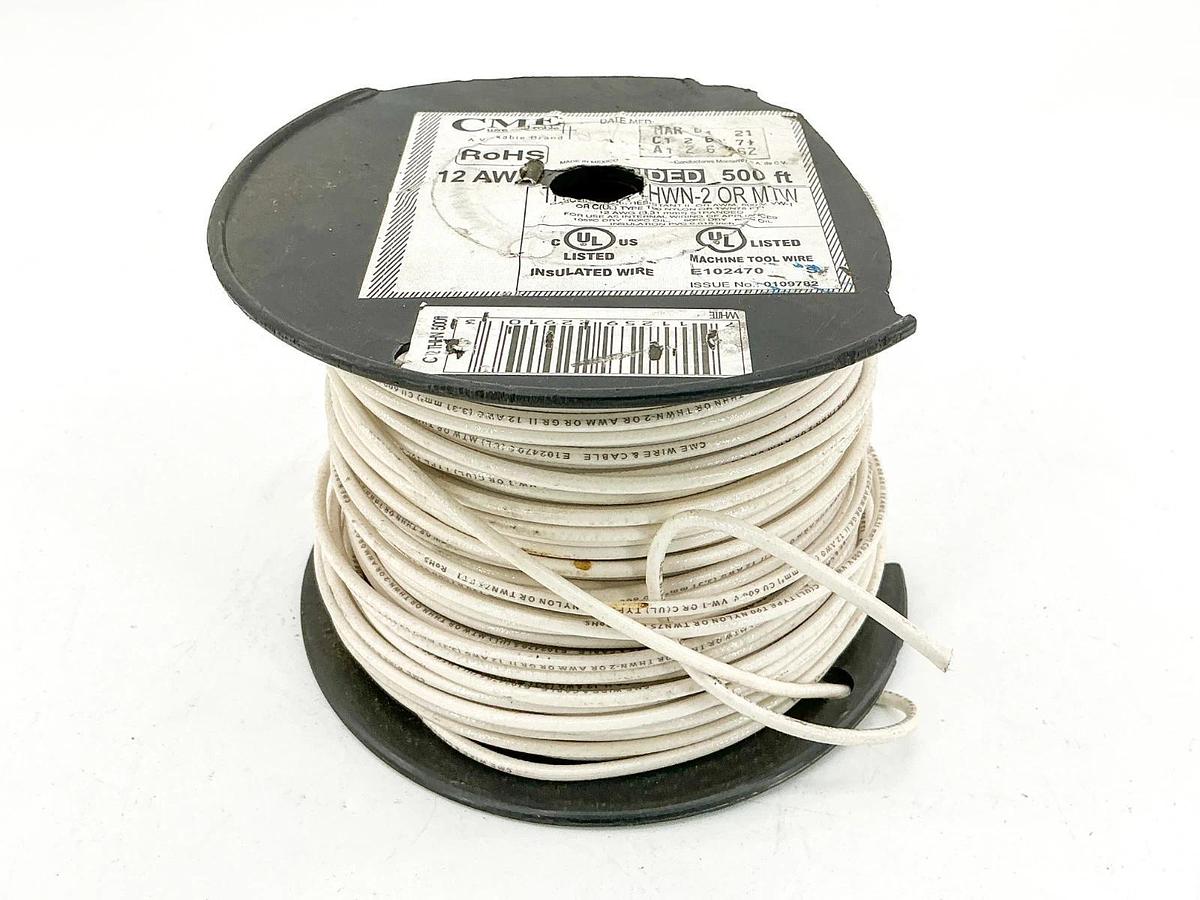 CME E102470 12AWG Stranded THHN OR THWN-2 OR MTW White 300+ft 7.11LB