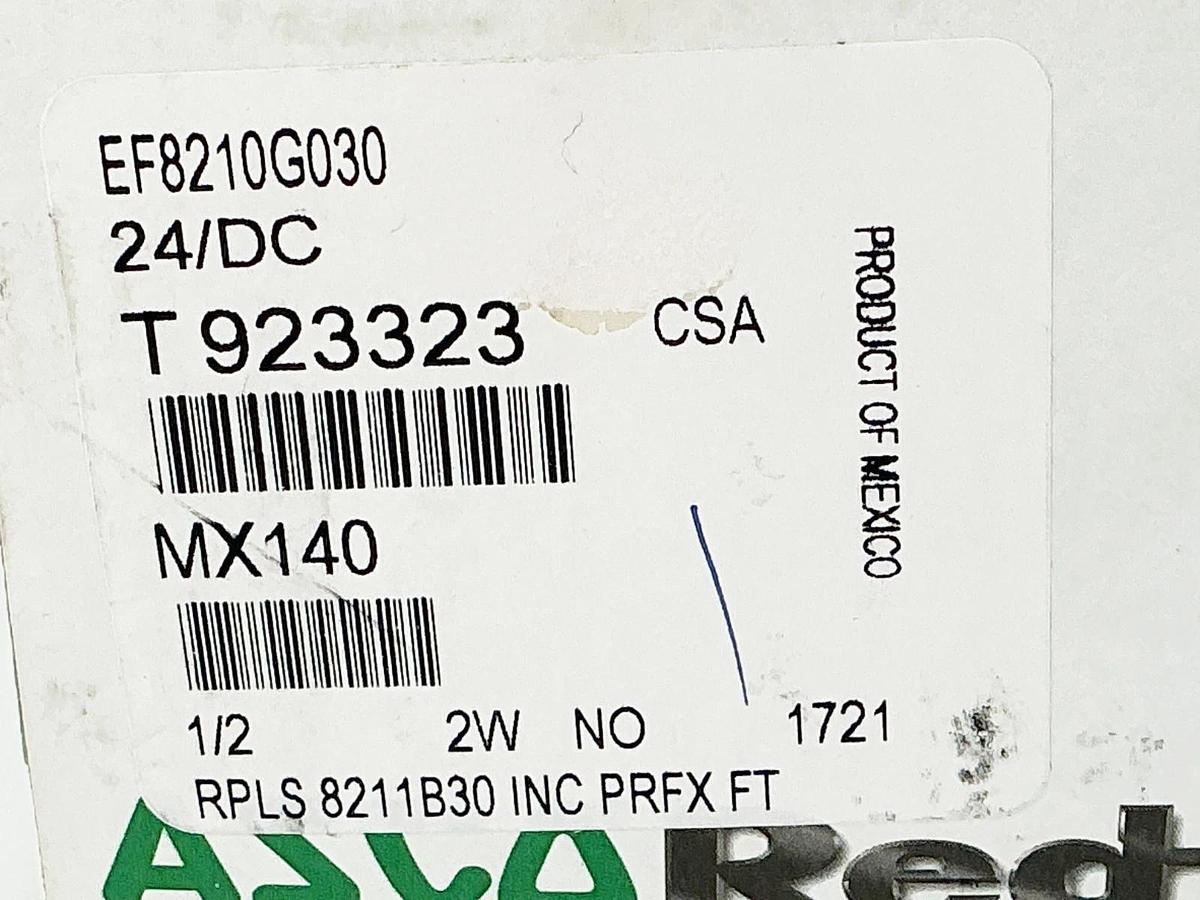 New Asco EF8210G030 Solenoid Valve 125PSI 1/2" 11.6W 24VDC