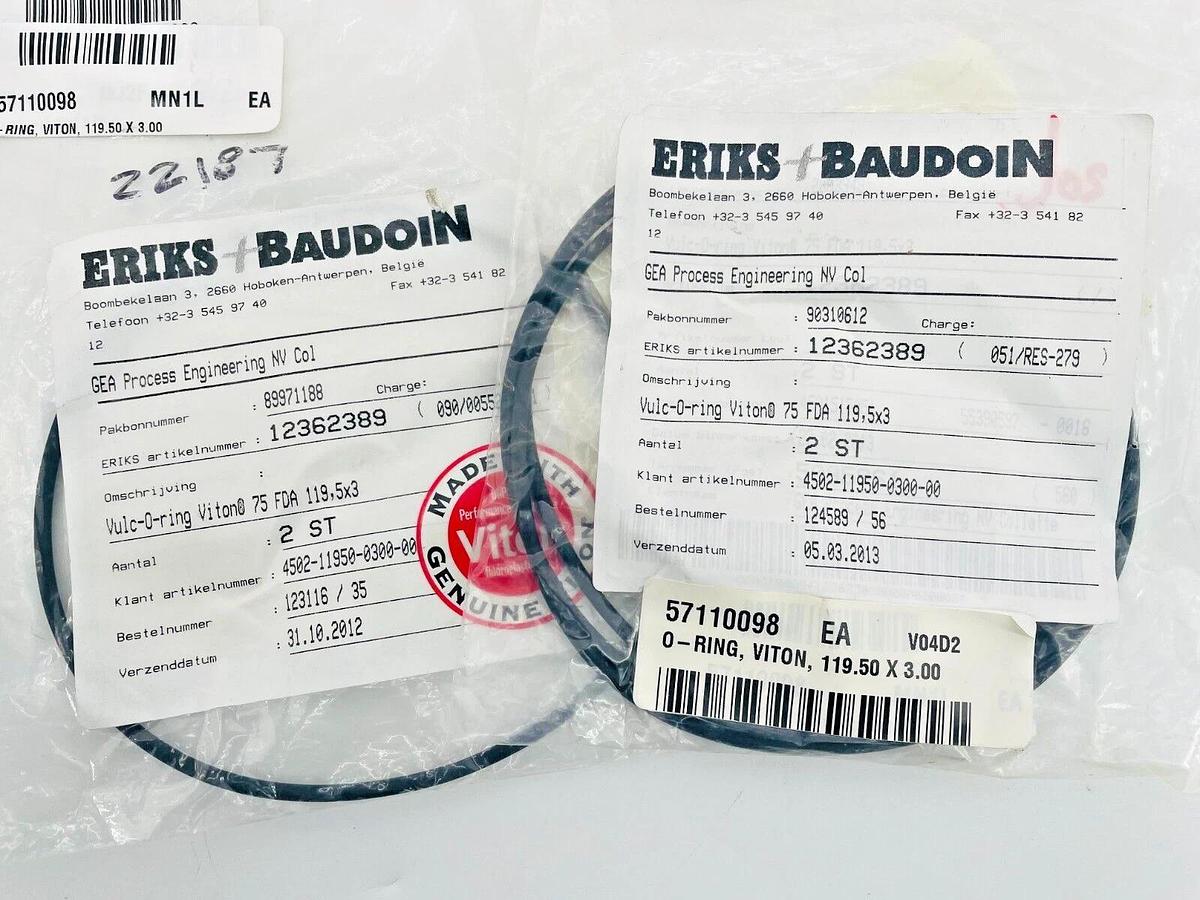 Lot of 13 New Eriks + Baudoin Viton O-Rings 12362389 12362311 12362316 12362424