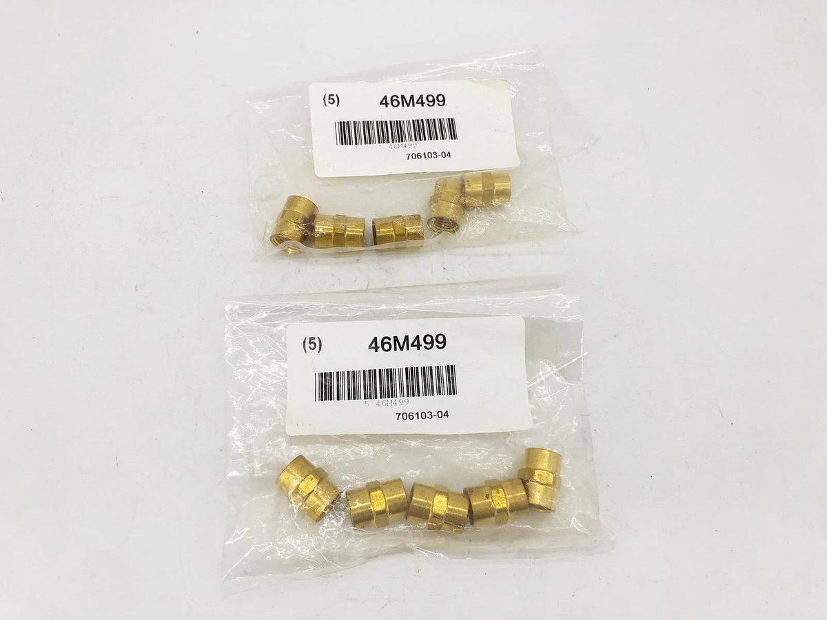 Lot of 10 New 46M499 Brass Couplings 1/4 x 1/4 FNPT 1-1/8 OAL 706103-04