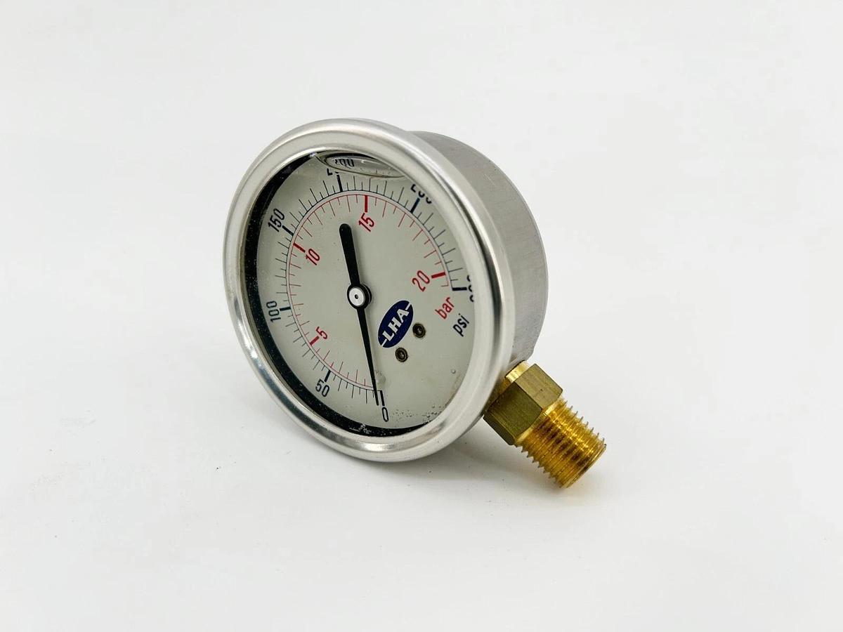 New LHA PGL-A-63-N-B-300-S Pressure Gauge 300PSI 20Bar .25"NPT Glycerin Filled