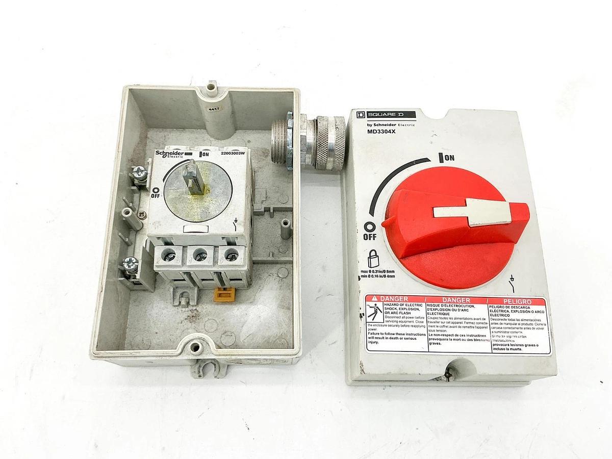 Used Square D MD3304X Enclosed Manual Motor Switch 30A 600V 3PH