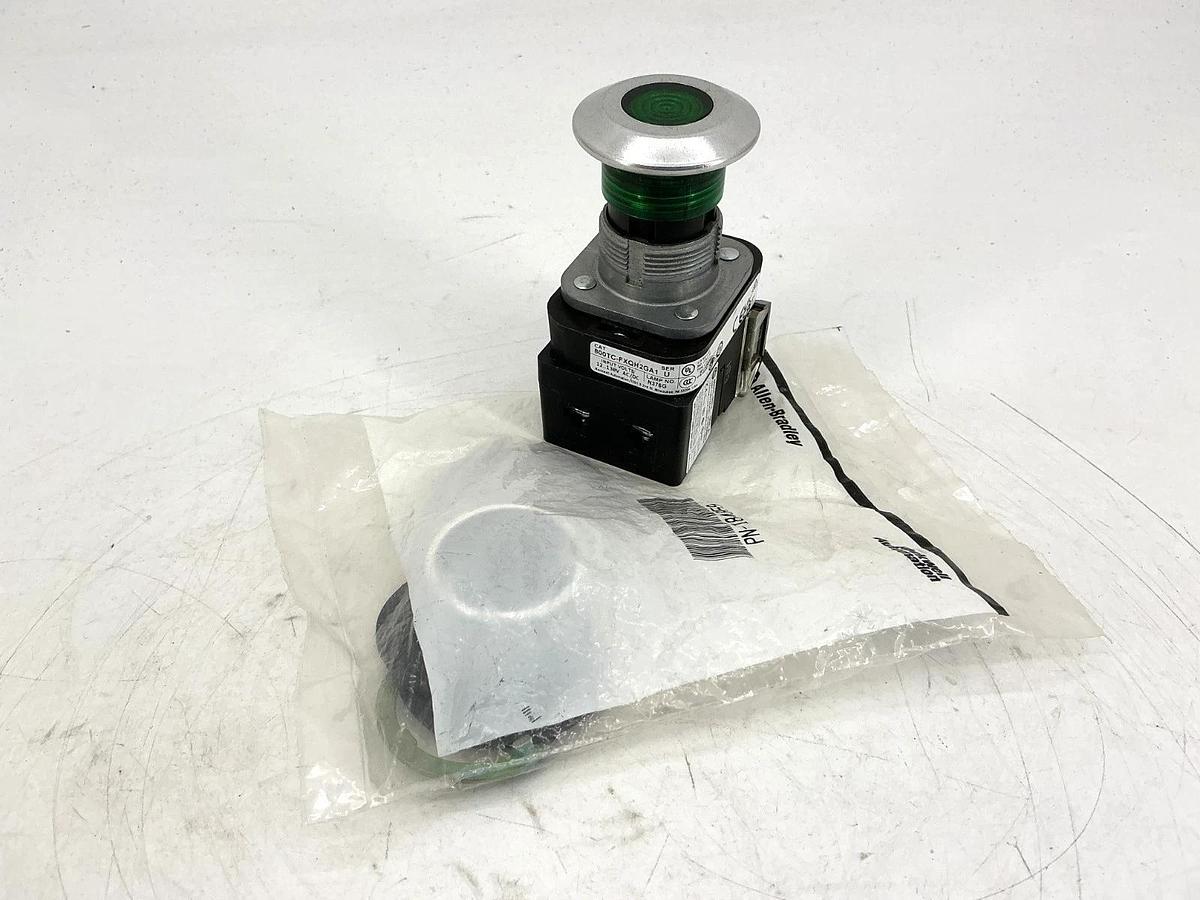 New Allen Bradley 800TC-FXQH2GA1 Ser U Push-Pull Device Green LED 130V - No Box
