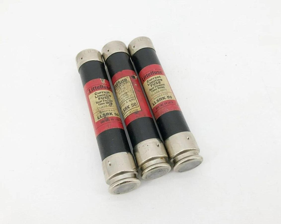 Lot of 3 New Littelfuse LLSRK50 Time Delay Fuses 600V 50A