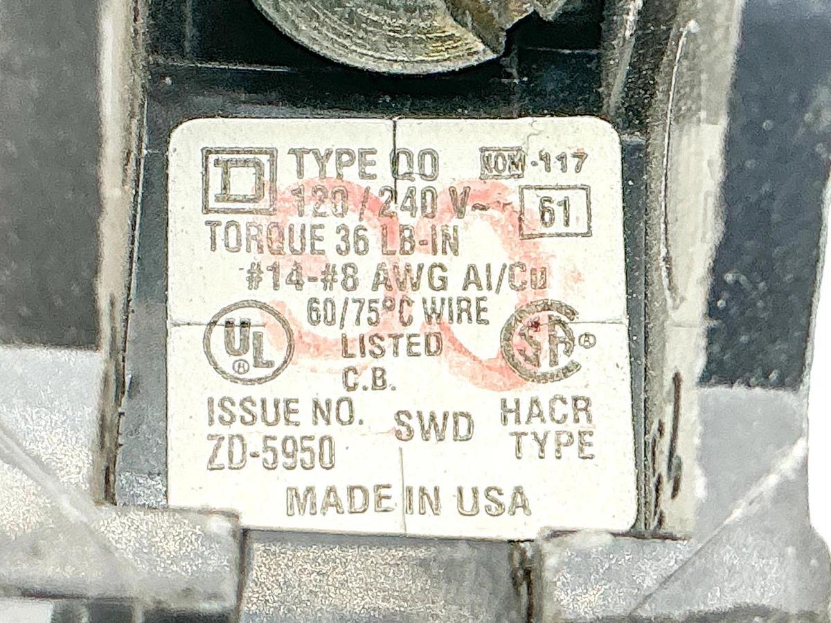 Used Lot of 4 Square D QO120 Circuit Breaker 20A 240V 1P Type QO