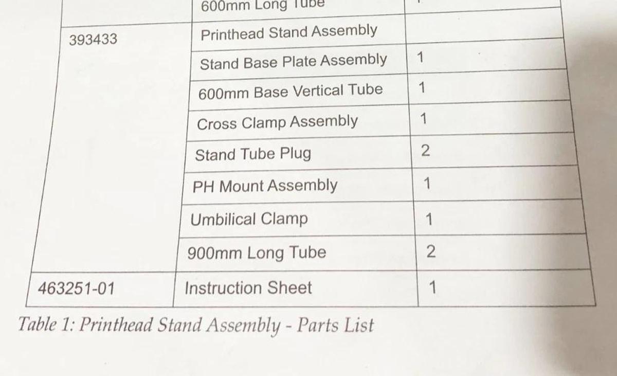 New Videojet 393433 CIJ Print Head Stand Assembly - Missing 2 Clamps