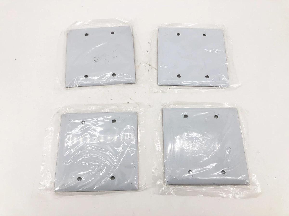 Lot of 4 New Hubbell SS23 Blank Plates Stainless Steel 2-Gang Type 302/304