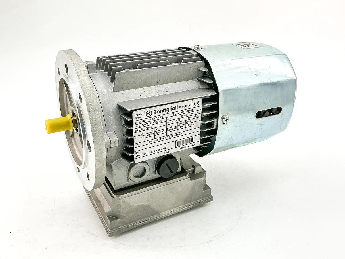 New Bonfiglioli 8F11020081 Electric Motor 3PH 0.25kW 400V BN-63-C-4-FD - No Box