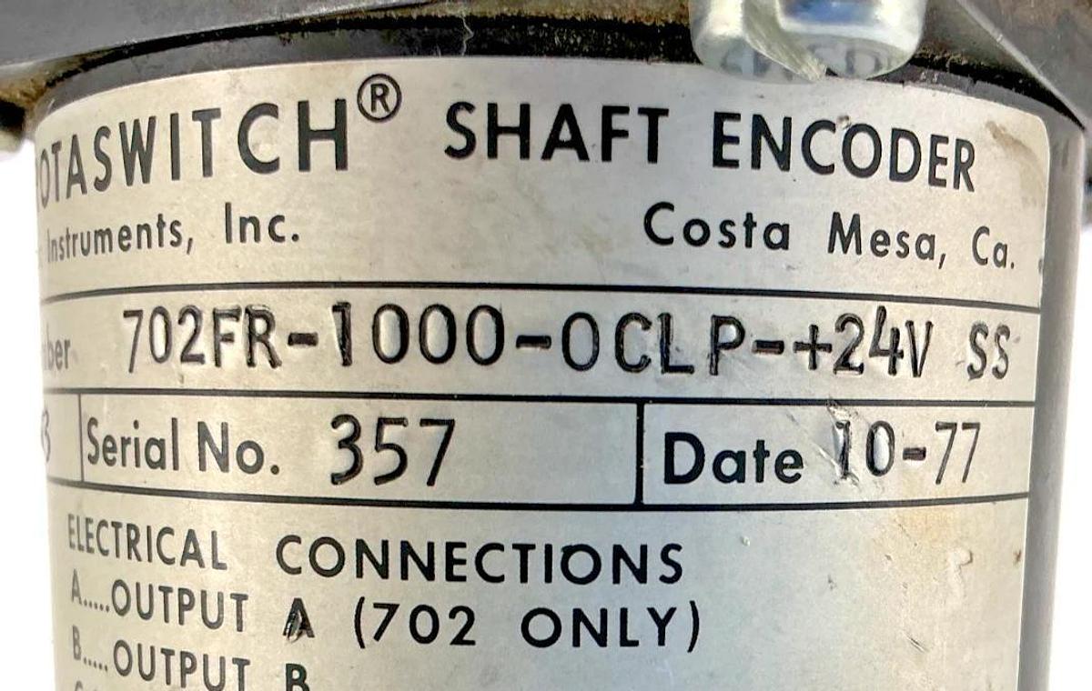 Used Disc 702FR-1000-0CLP-+24V-SS Rotaswitch Shaft Encoder 7 Pin