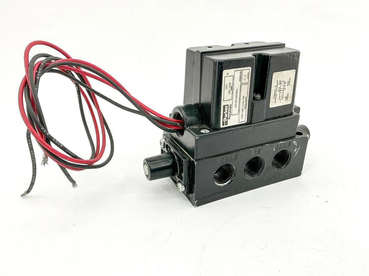 Used Parker SS40105001 Pneumatic Valve 20-150PSIG 110/120V 50/60Hz 7.2W