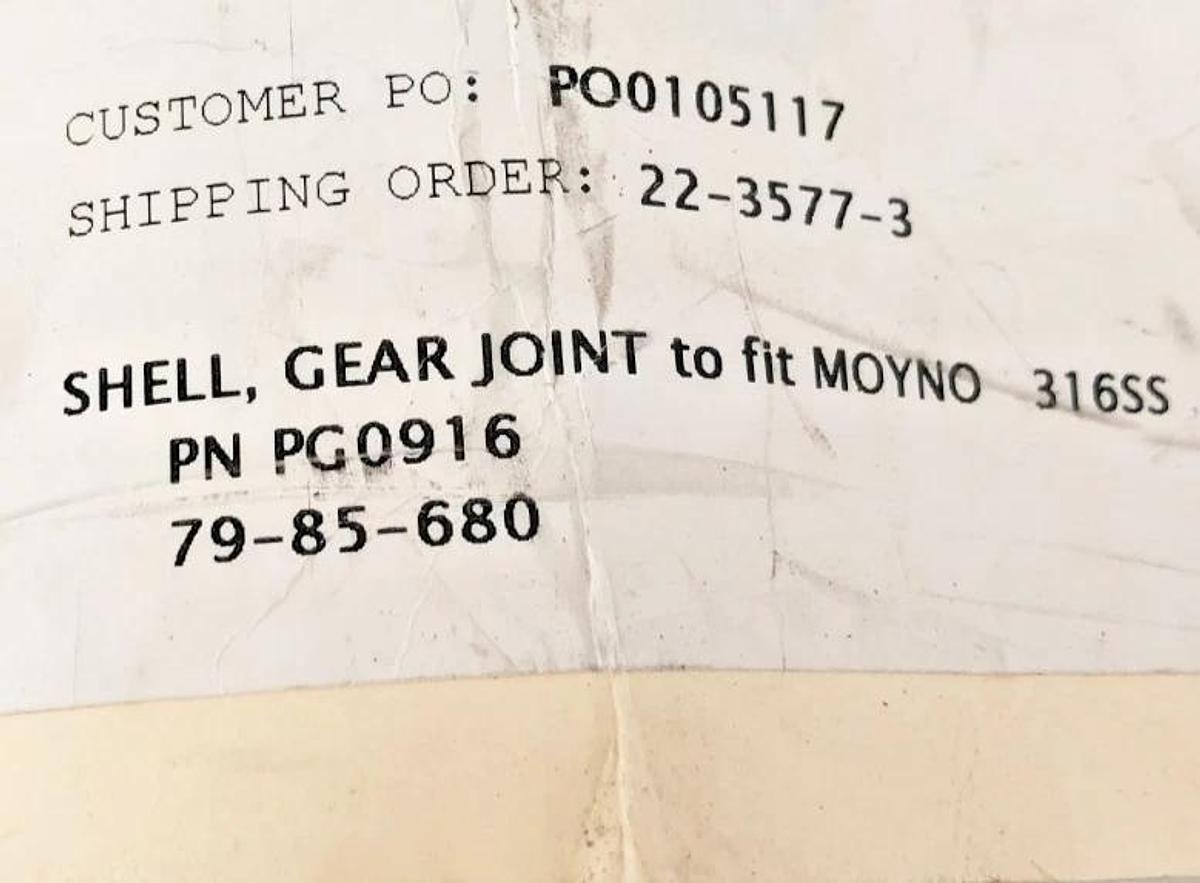 New Moyno PG0916 Gear Joint Shell 316SS - No Box
