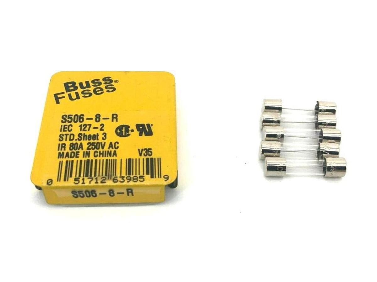 Box of 5 New Bussmann S506-8-R Fuses 8A 250VAC