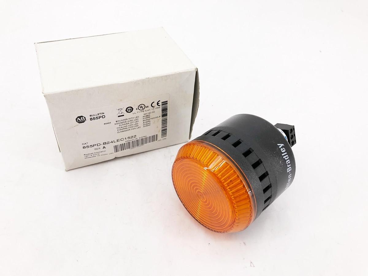 New Allen Bradley 855PD-B24LEC1522 Ser. A Panel Mount Alarm Amber 24VAC/DC