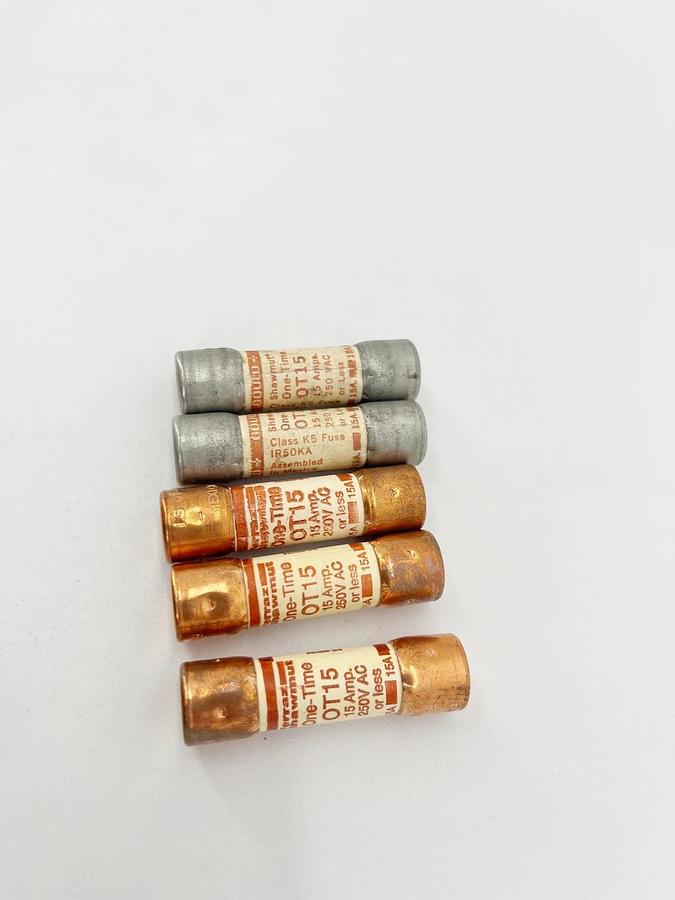 Lot of 5 New Shawmut OT15 Class K5 One-Time Fuses 15A 250V