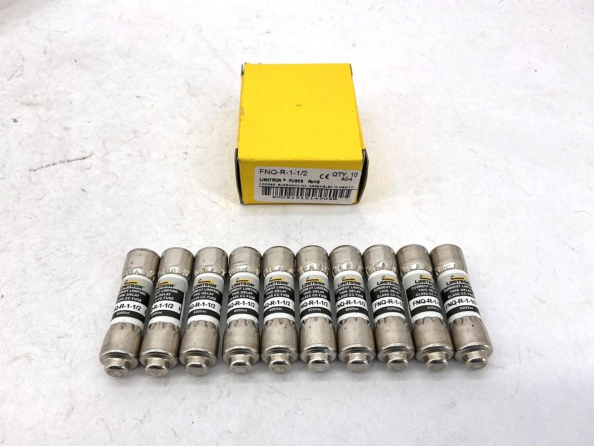 New Bussmann FNQ-R-1-1/2 Limitron Class CC Fuse 1-1/2A 600V Box of 10
