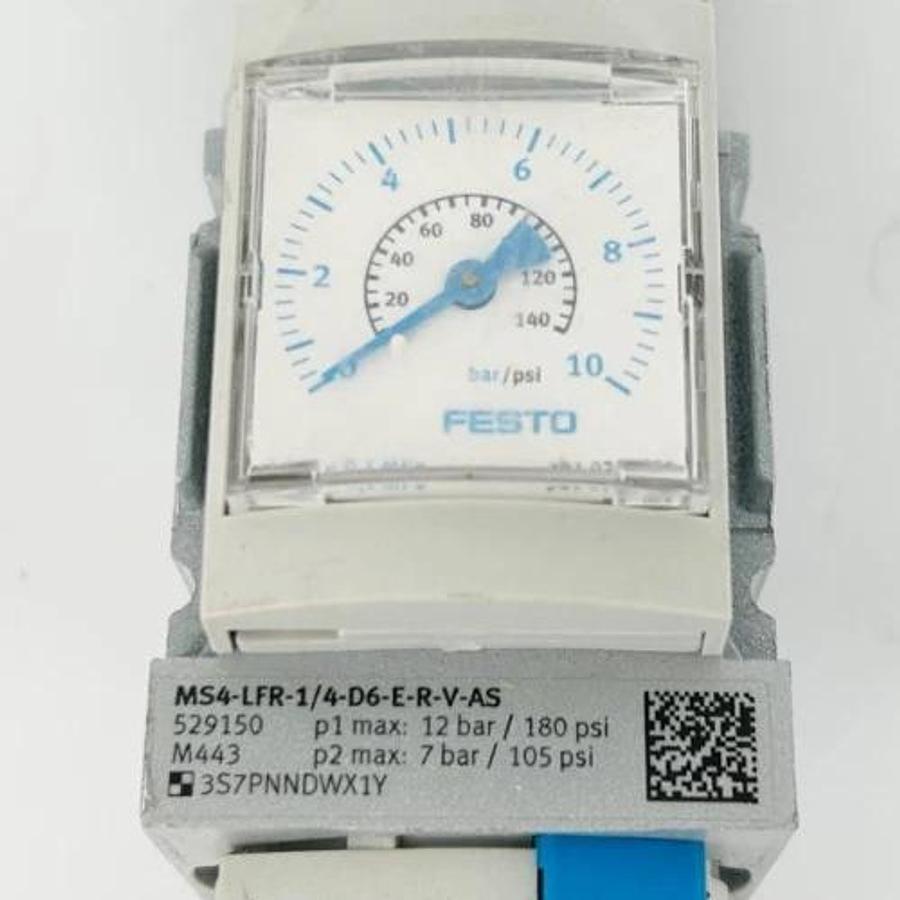 New Festo MS4-LFR-1/4-D6-E-R-V-AS Filter Regulator 180psi G1/4 529150 - No Box