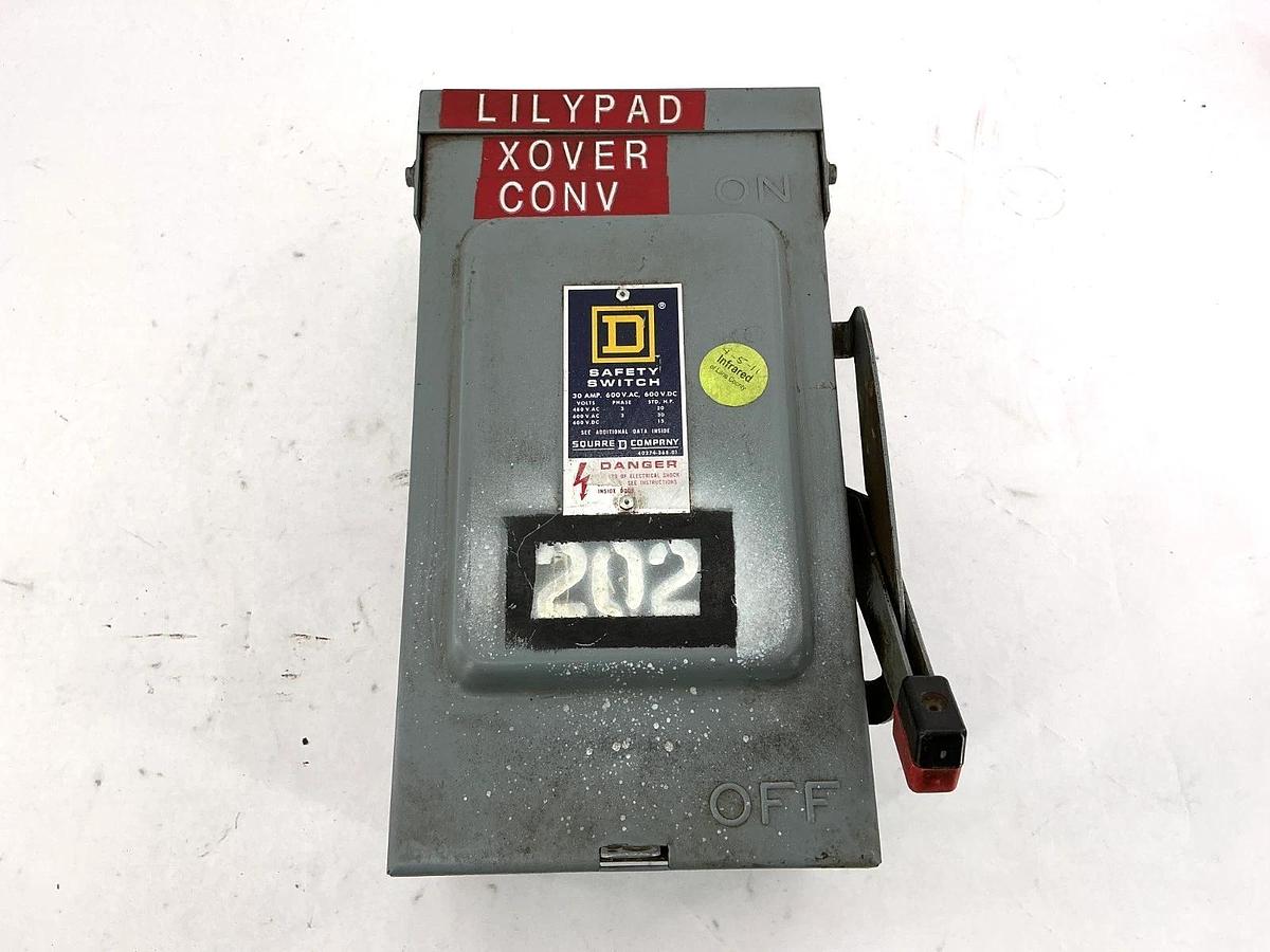 Used Square D HU361RB Ser E1 Safety Switch Single Throw Non Fusible 3-Pole 30A 600V